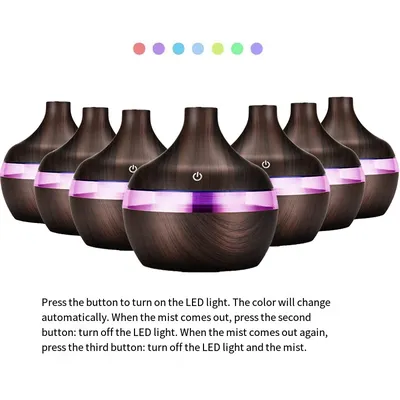 가습기 전기 아로마 공기 디퓨저 목재 초음파 가습기 에센셜 오일 아로마테라피 쿨 미스트 메이커 가정용 300ml